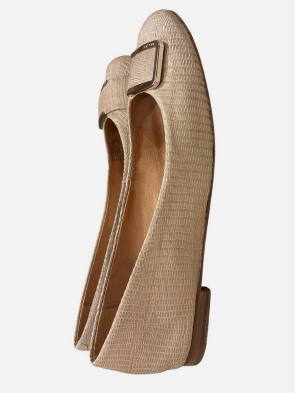 Coach Leather Ballet Flats Loafers Gold Buckle Detail Sz 8